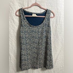 Mata Traders Friendship Tank Top Blue Navy Cream Polka Dots Women’s Size XL